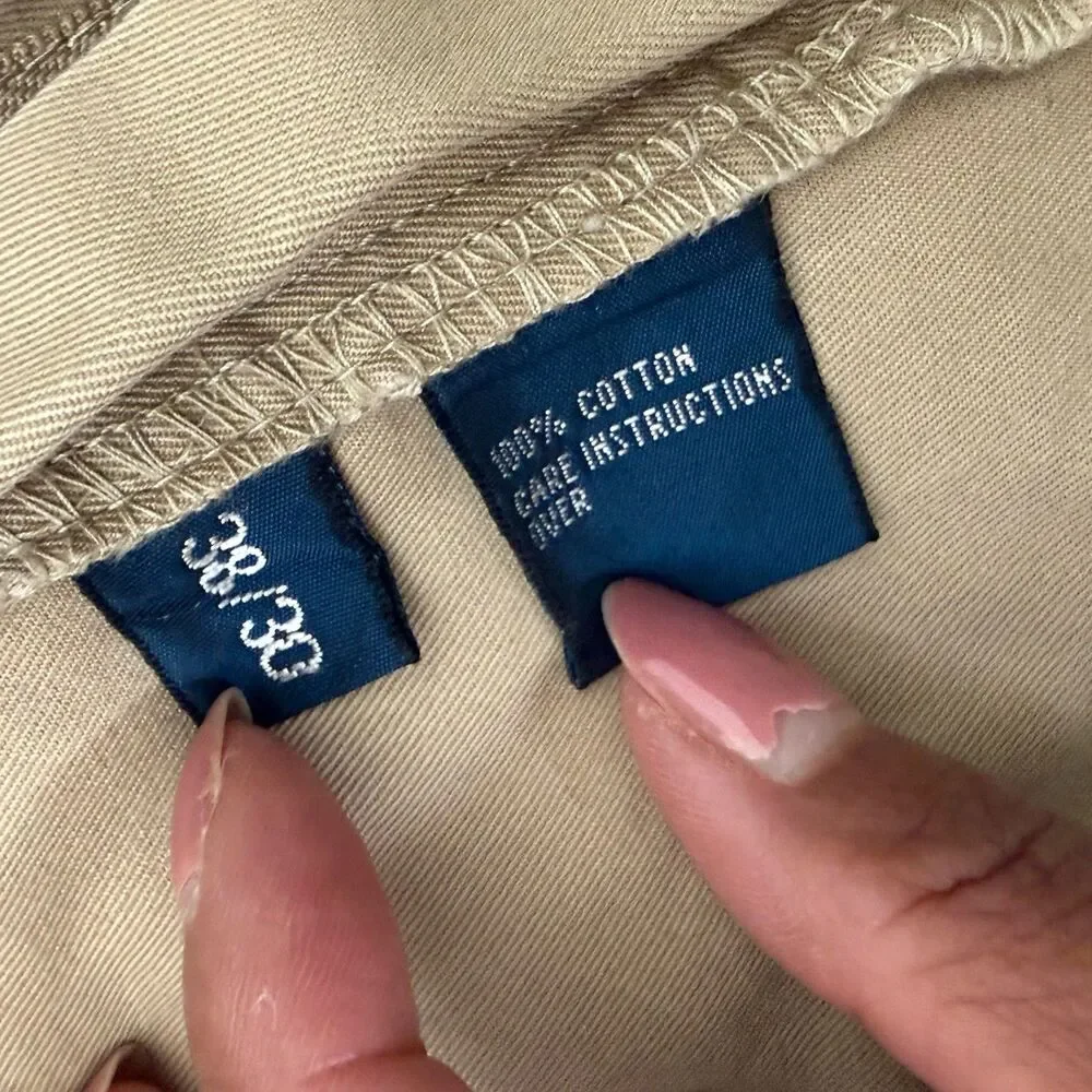 VTG Polo Ralph Lauren Hammond Pants 38x30 Khaki Pleated Cotton Chino Trouser